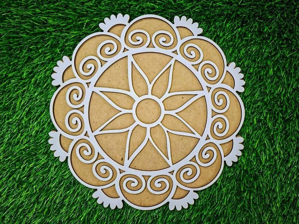 Reusable Wooden Base and Rangoli Template Mat