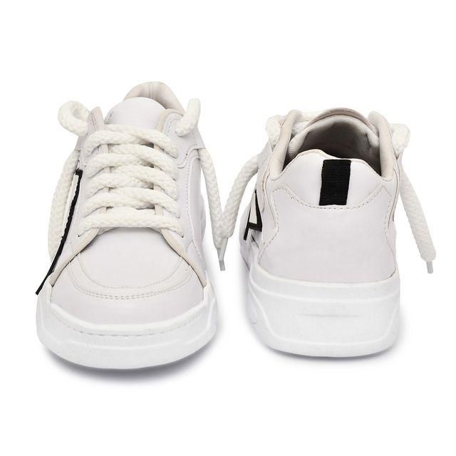 Men's Solid White Patch Lace Up Casual Shoes