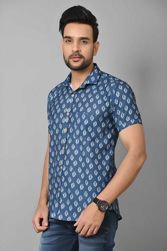 Gasperity Cotton Printed Half Sleeves Mens Casual Shirt