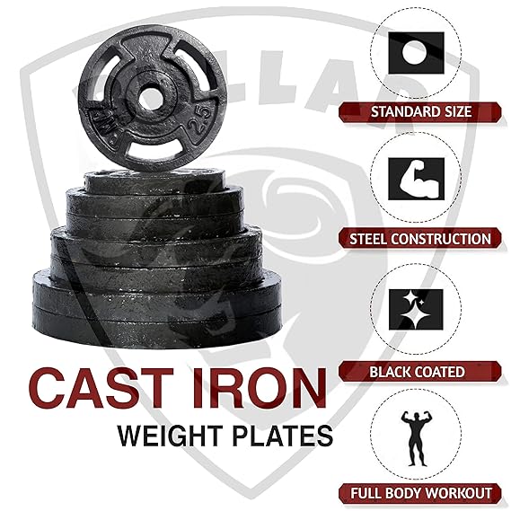 Dumbbell Set For Home Workout, Cast Iron Weight Plates 10kg (30mm) With Solid Steel Dumbbells Rod For Home Gym Exercise And Strength Training