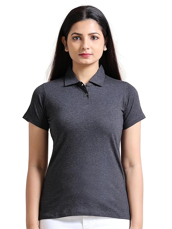 Womens Collar Neck Half Sleeve Solid Polo T-Shirt