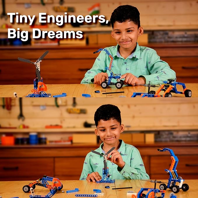 MEX Robotic Explorer Kit, 10-in-1 DIY Robotics Science Kit, Learning Toys for Boys and Girls Aged 6,7,8,9,10, Building and Construction Set with 80+ Parts