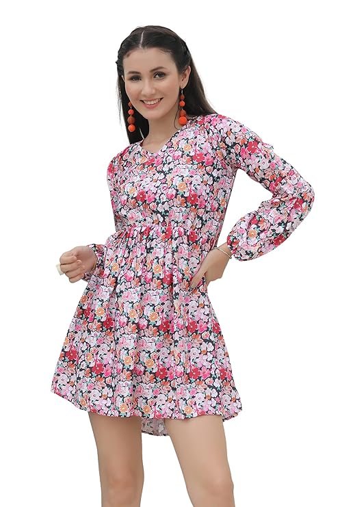 Women's Rayon Full Sleeve A-Line Knee-Length Western Dresses for Women or Girls