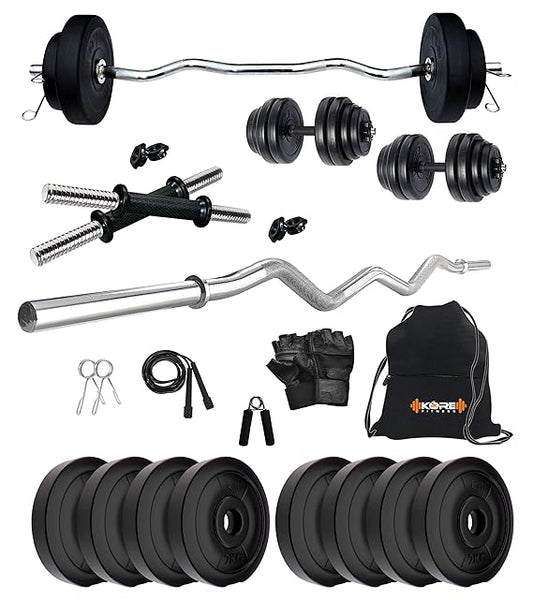 20Kg Combo 3 Leather Home Gym And Fitness Kit