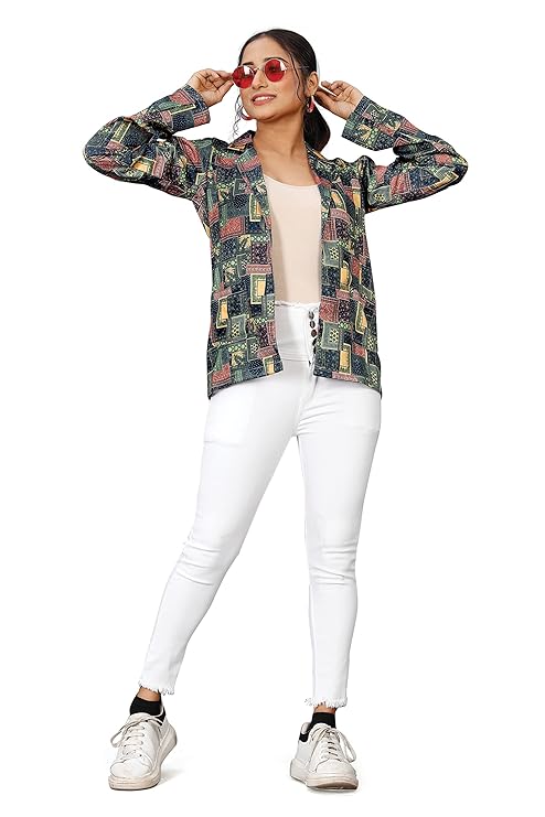 Women's Satin Jacket-Style Shrug with Shawl Collar and Pockets