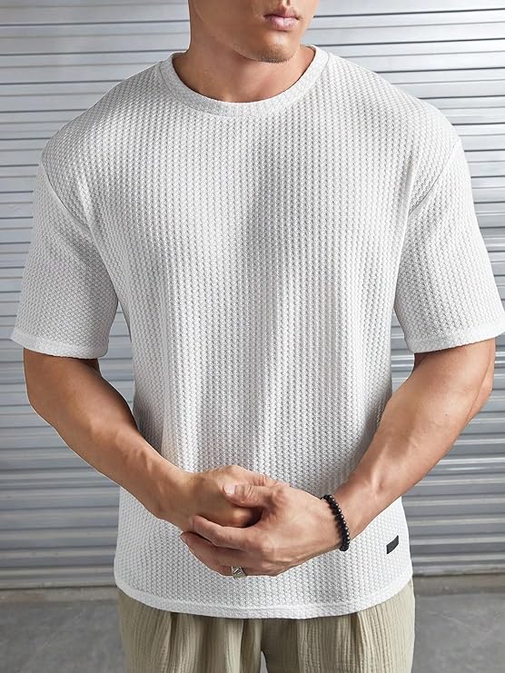 Mens Solid Dotted Unique Design Oversized Tshirt