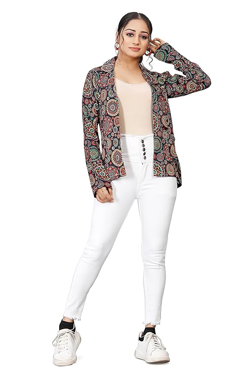 Women's Satin Jacket-Style Shrug with Shawl Collar and Pockets