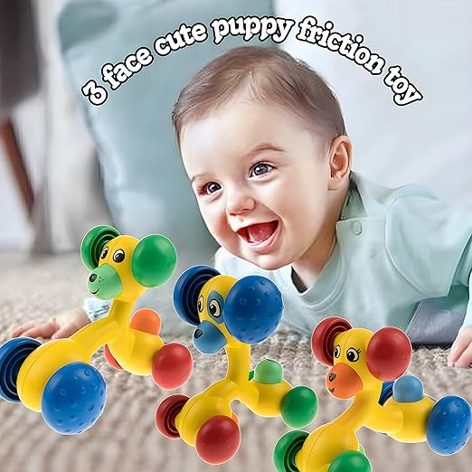 Friction Dog Toy Cute Puppy 3 Face Role Play Toy|Yellow