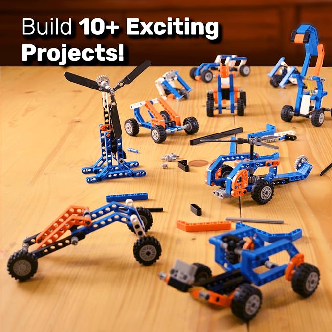 MEX Robotic Explorer Kit, 10-in-1 DIY Robotics Science Kit, Learning Toys for Boys and Girls Aged 6,7,8,9,10, Building and Construction Set with 80+ Parts