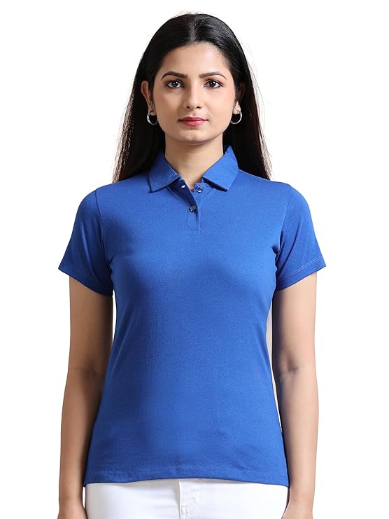 Womens Collar Neck Half Sleeve Solid Polo T-Shirt