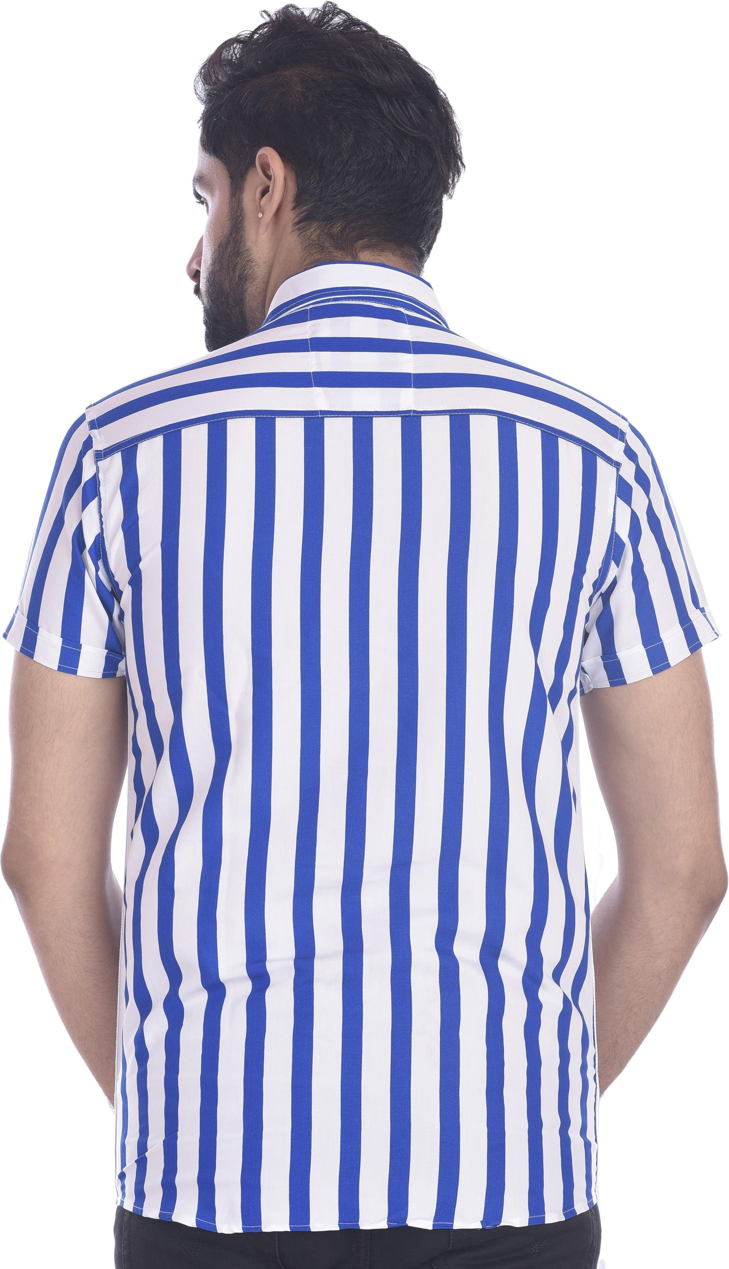 Gasperity Cotton Stripes Half Sleeves Mens Casual Shirt