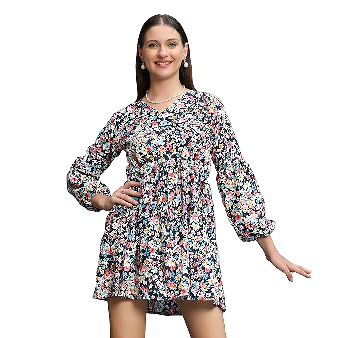 Women's Rayon Full Sleeve A-Line Knee-Length Western Dresses for Women or Girls