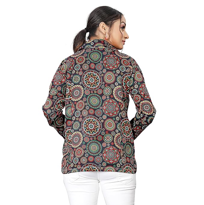 Women's Satin Jacket-Style Shrug with Shawl Collar and Pockets