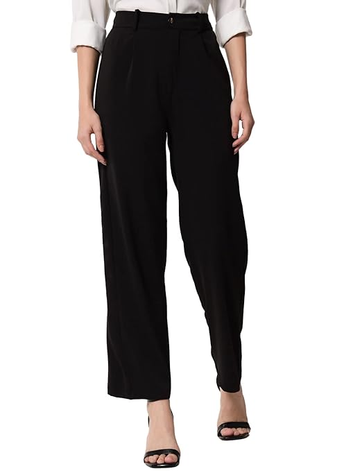 Women's High Rise Viscose Rayon Relaxed Fit Trousers