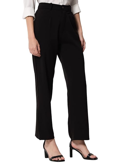 Women's High Rise Viscose Rayon Relaxed Fit Trousers