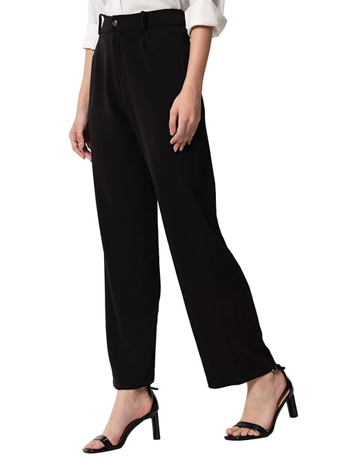 Women's High Rise Viscose Rayon Relaxed Fit Trousers