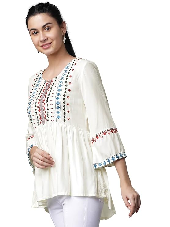 Women's Embroidered Rayon Regular Fit Top