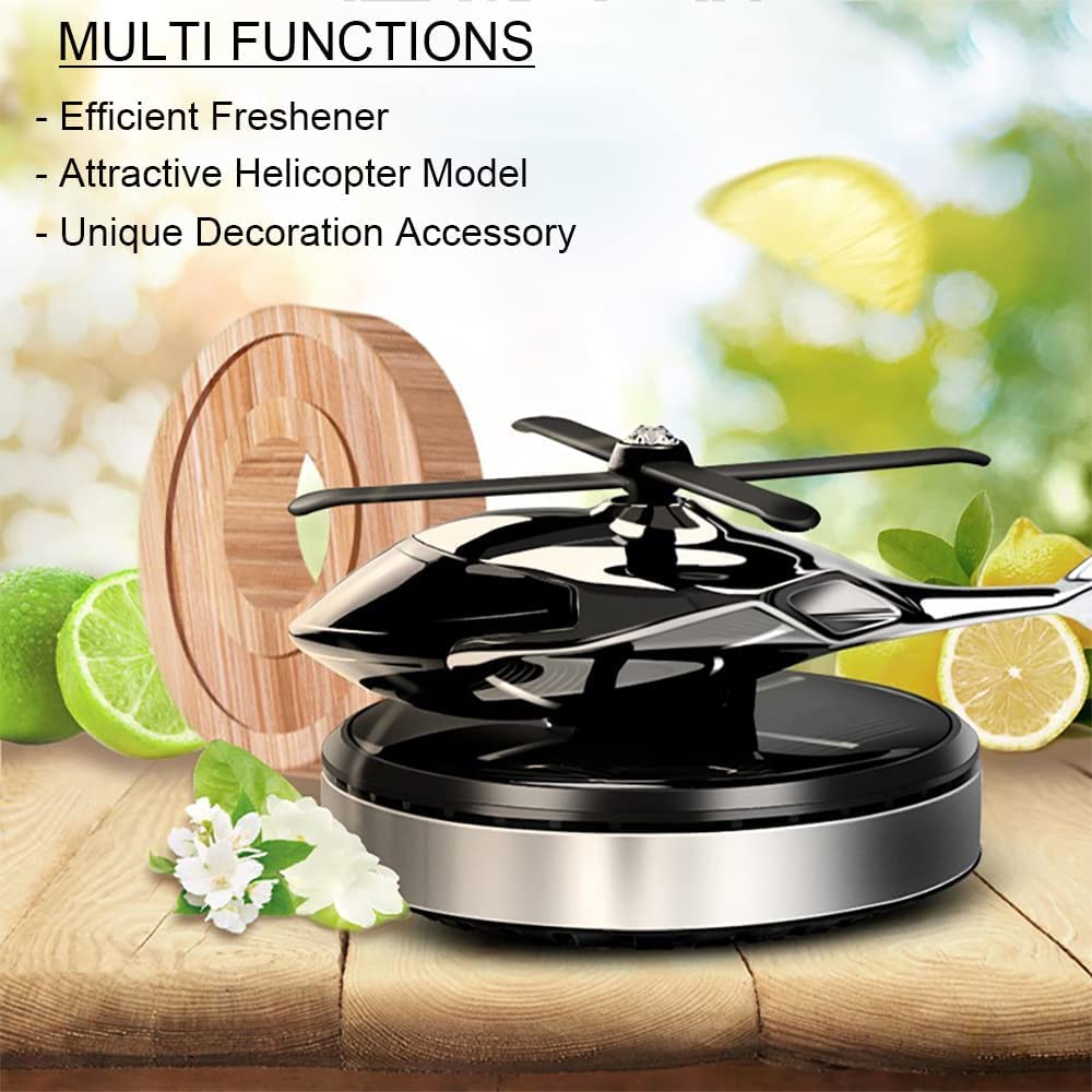 Car Air Freshener, Helicopter Solar Energy Rotating Aromatherapy Aviation Al Alloy Diffuser