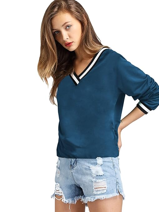 Stylish Plain Long Sleeve Cotton T-shirt for women