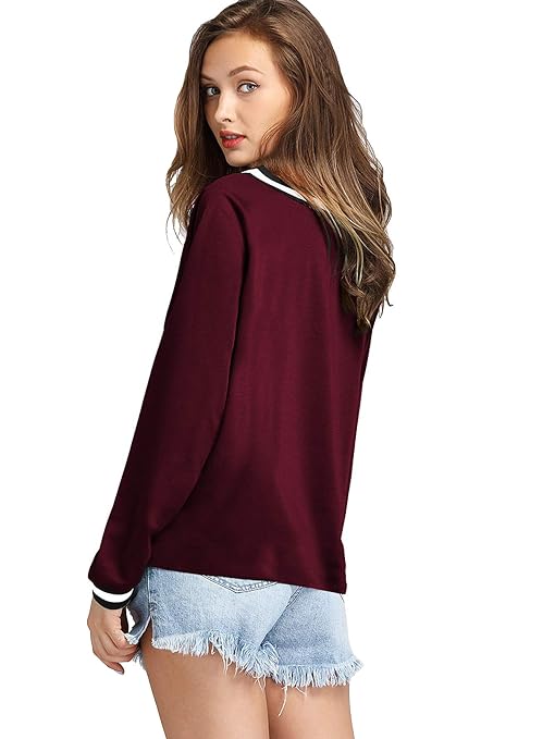 Stylish Plain Long Sleeve Cotton T-shirt for women