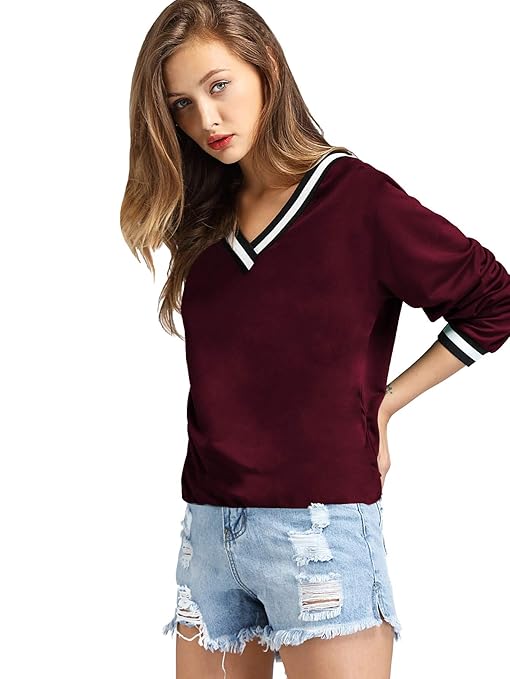 Stylish Plain Long Sleeve Cotton T-shirt for women