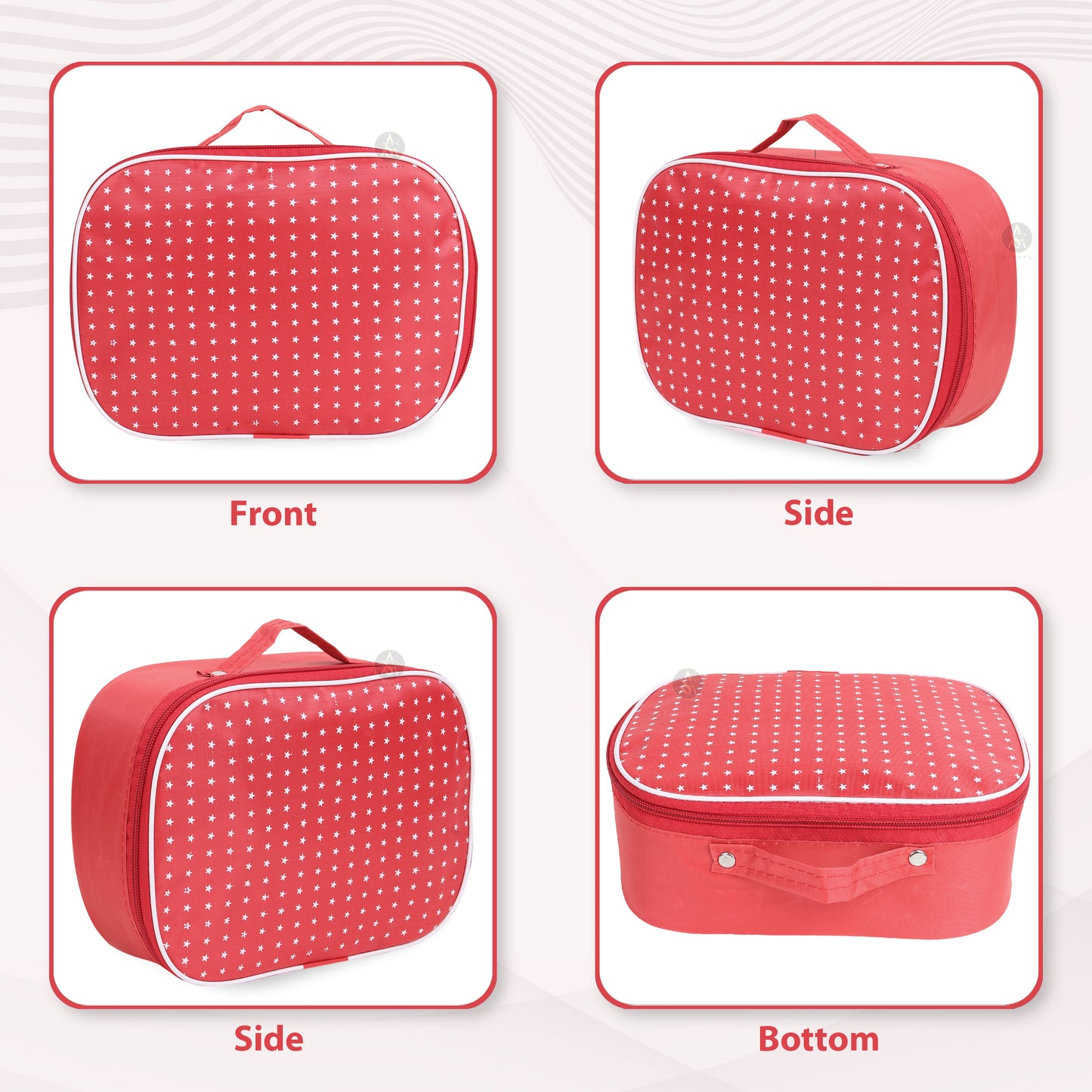 Rasafa Set of 3 Star pattern Makeup box, Jewellery box, Makeup Kit, Storage case Vanity Box (Red)