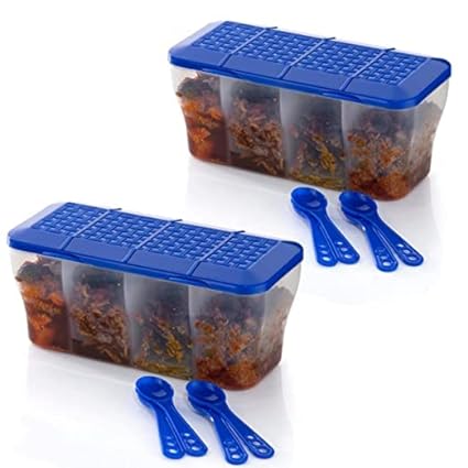 container for storage of vegetables, dryfruits, spices, pickles with spoon ( pack of 2 )