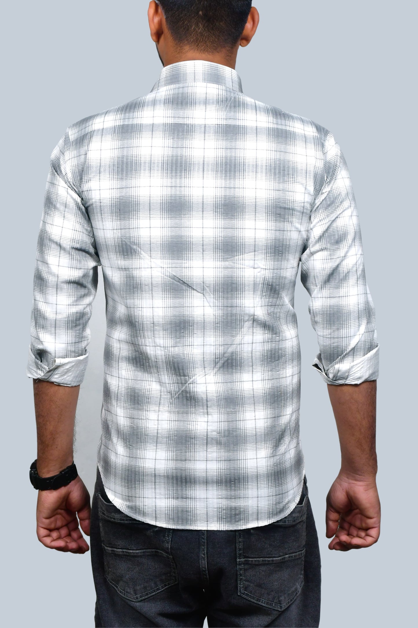 Men Slim Fit Checkered Cut Away Collar Casual Shirt (Without Pocket - Pack of 2)