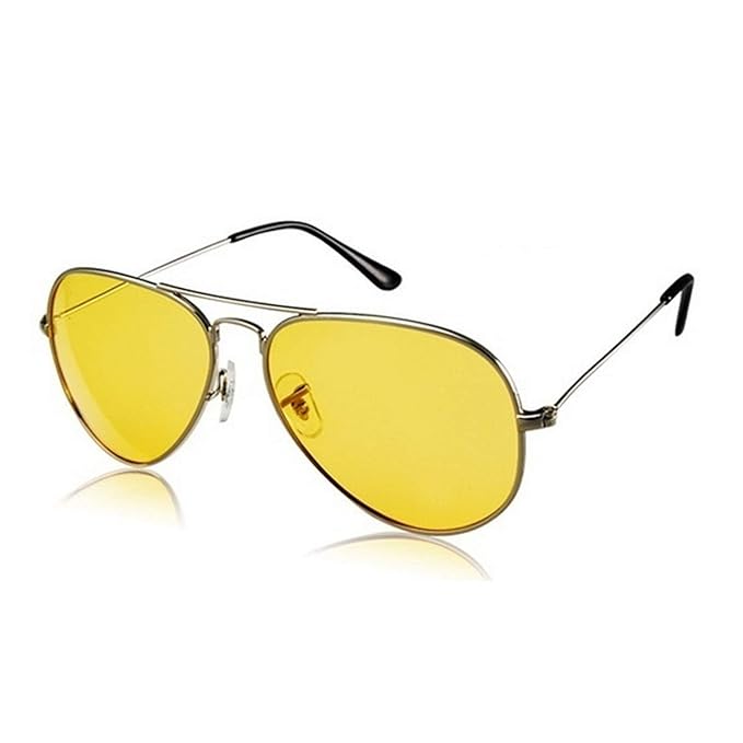 Yellow Lens Silver And Black Frame Men Women Aviator Sunglasses Perfect for Any Weather