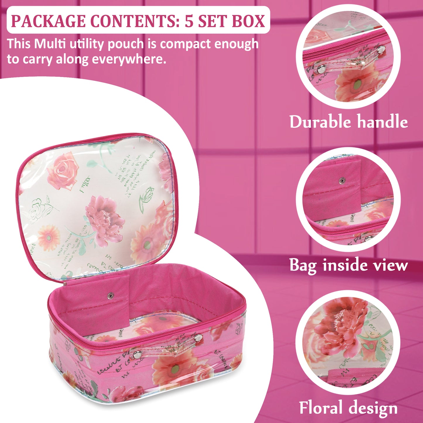 Rasafa Pack of 5 Fashionable High quality Makeup Kit box, Bangle Box (Pink, Multicolor)