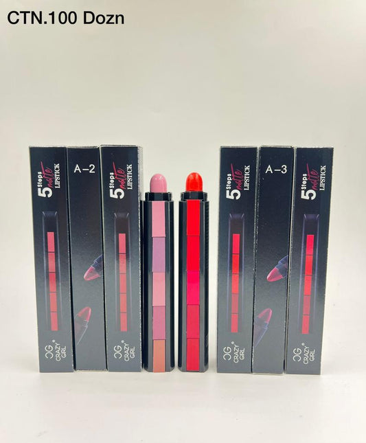 Cosmetic Matte 5 Lipstick in 1, Matte Finish (Pack Of 2)