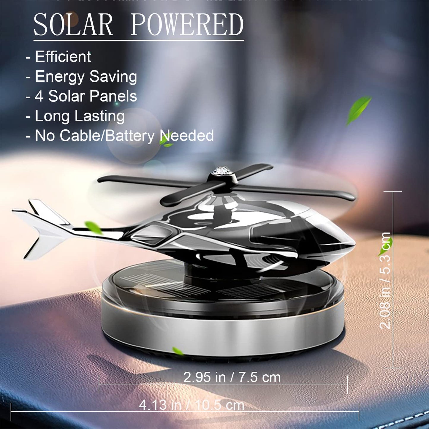 Car Air Freshener, Helicopter Solar Energy Rotating Aromatherapy Aviation Al Alloy Diffuser