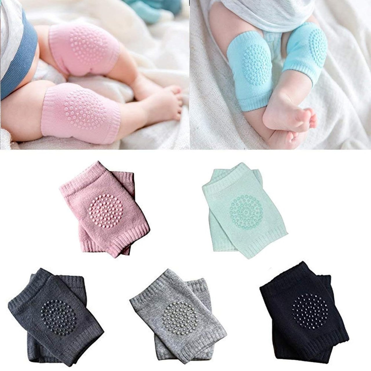 Baby Knee Pads for Leg Crawling, Elbow Protector, Stretchable Anti-Slip Padded