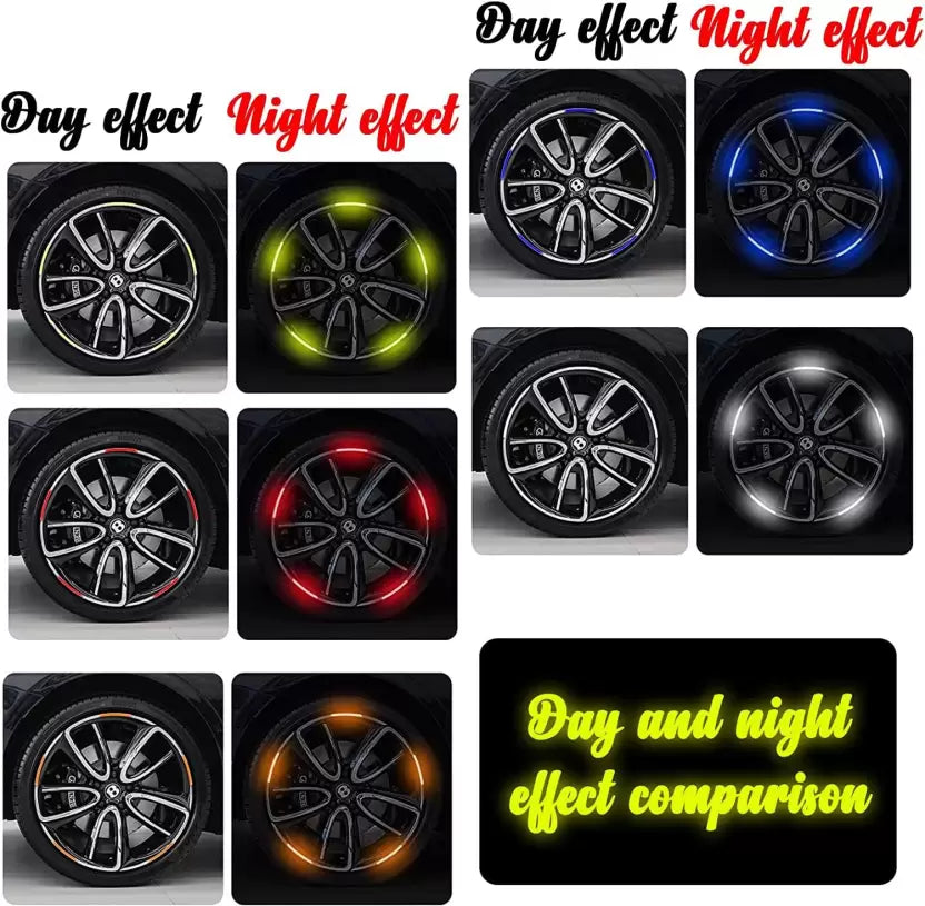 Car Wheel Decorative Stripe Stickers 12.7 mm x 0.09 m Florescent Reflective Tape