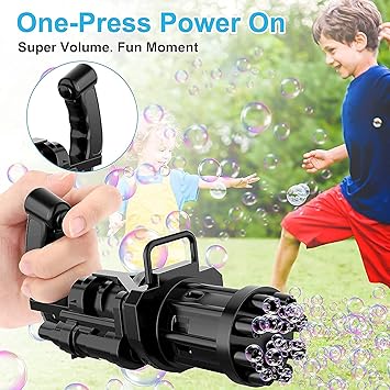 8-Hole Electric Bubbles Gun for Toddlers Toys, New Gatling Bubble Machine Outdoor Toys