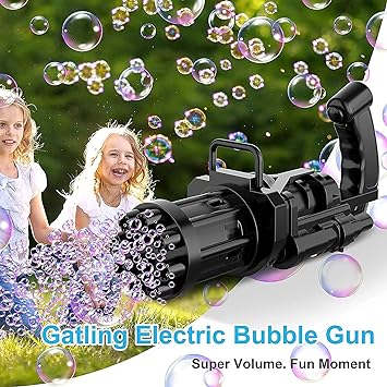 8-Hole Electric Bubbles Gun for Toddlers Toys, New Gatling Bubble Machine Outdoor Toys