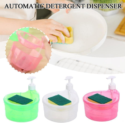 2 in 1 Soap Pump Dispenser for Dishwasher Liquid Soap Sponge Holder Free Sponge