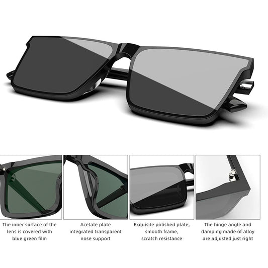 Square Oversized Sunglasses for Women Men Fashion Flat Top Big Black Frame Shades