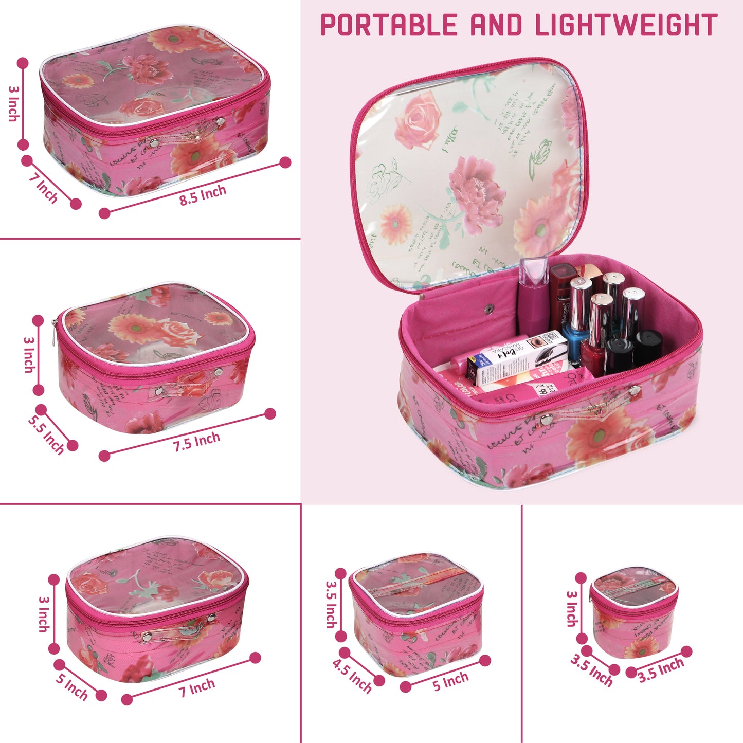 Rasafa Pack of 5 Fashionable High quality Makeup Kit box, Bangle Box (Pink, Multicolor)