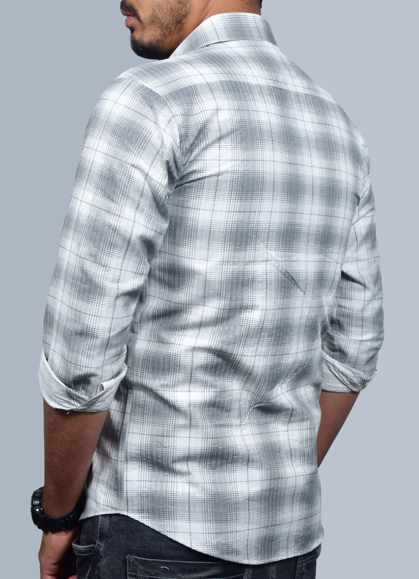 Men Slim Fit Checkered Cut Away Collar Casual Shirt (Without Pocket - Pack of 2)