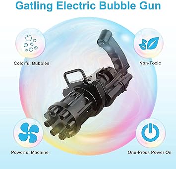 8-Hole Electric Bubbles Gun for Toddlers Toys, New Gatling Bubble Machine Outdoor Toys